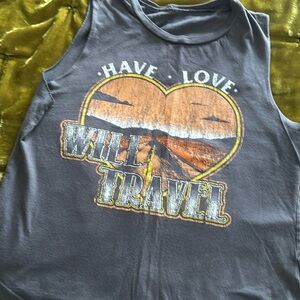 Bandit brand small have love will travel tank top boho hippie western vlv